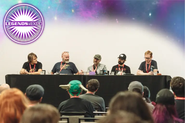 A panel of Star Wars authors Jason Fry, Henry Gilroy, Abel Peña, and Michael Kogge, moderated by a fan. 